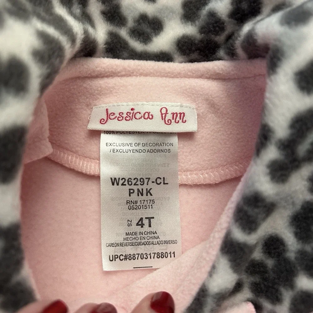 Jessica Ann Girls Button Up‎ Coat Pink Flower Details-Size: 4T Toddler